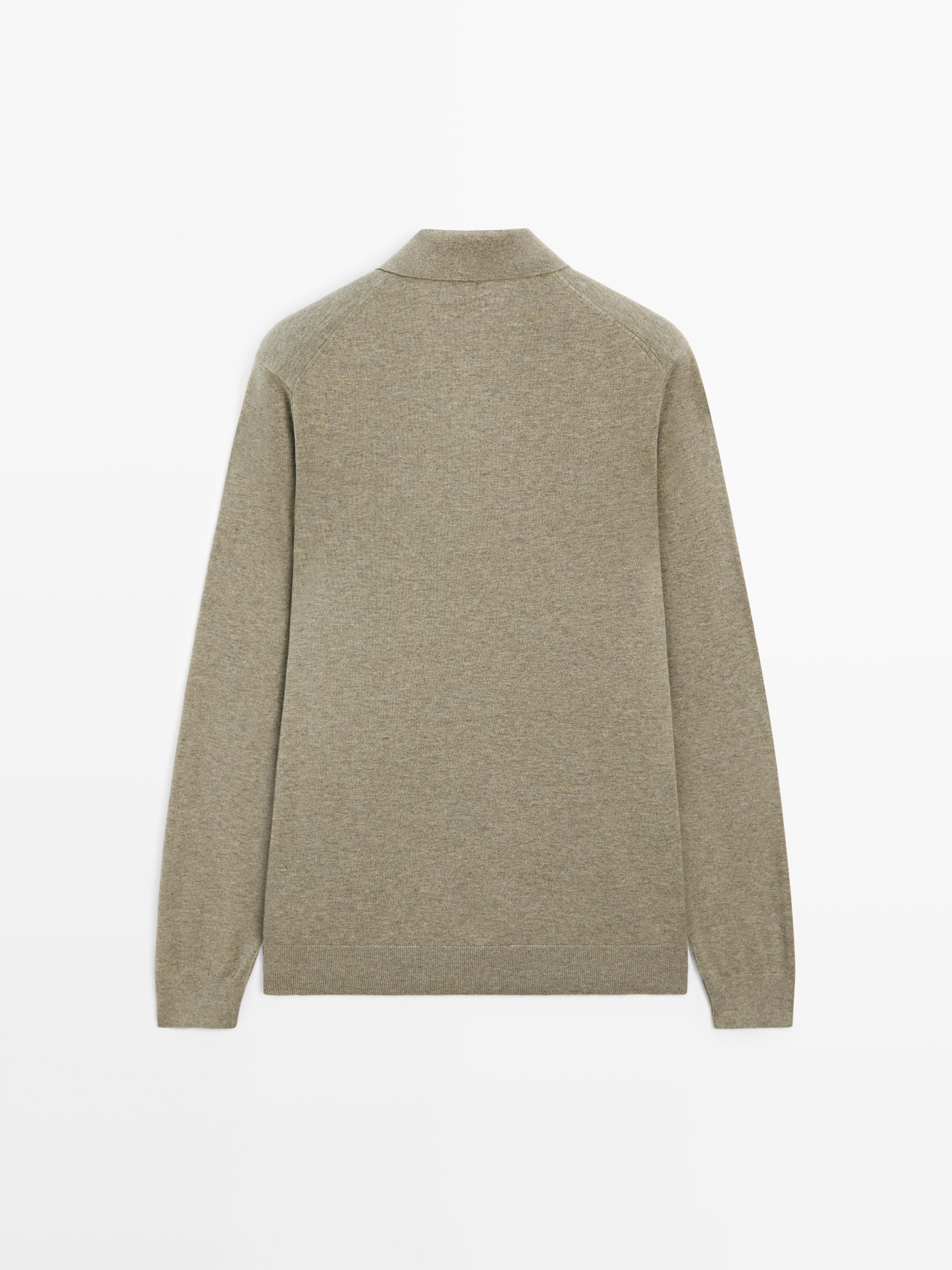 Cotton knit polo sweater